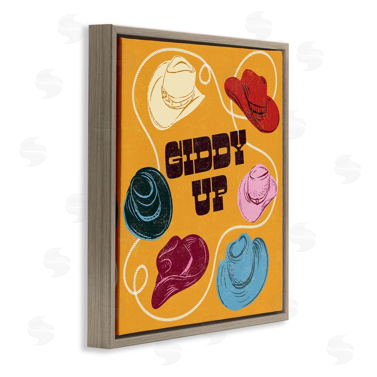 Diane Labombarbe Giddy Up Cowboy Hats & Lasso Canvas Wall Art Print
