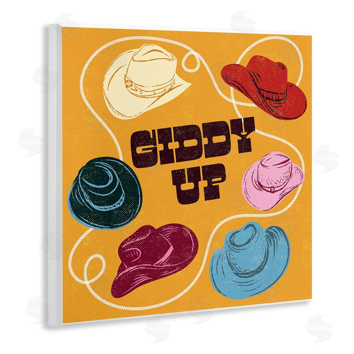 Diane Labombarbe Giddy Up Cowboy Hats & Lasso Canvas Wall Art Print
