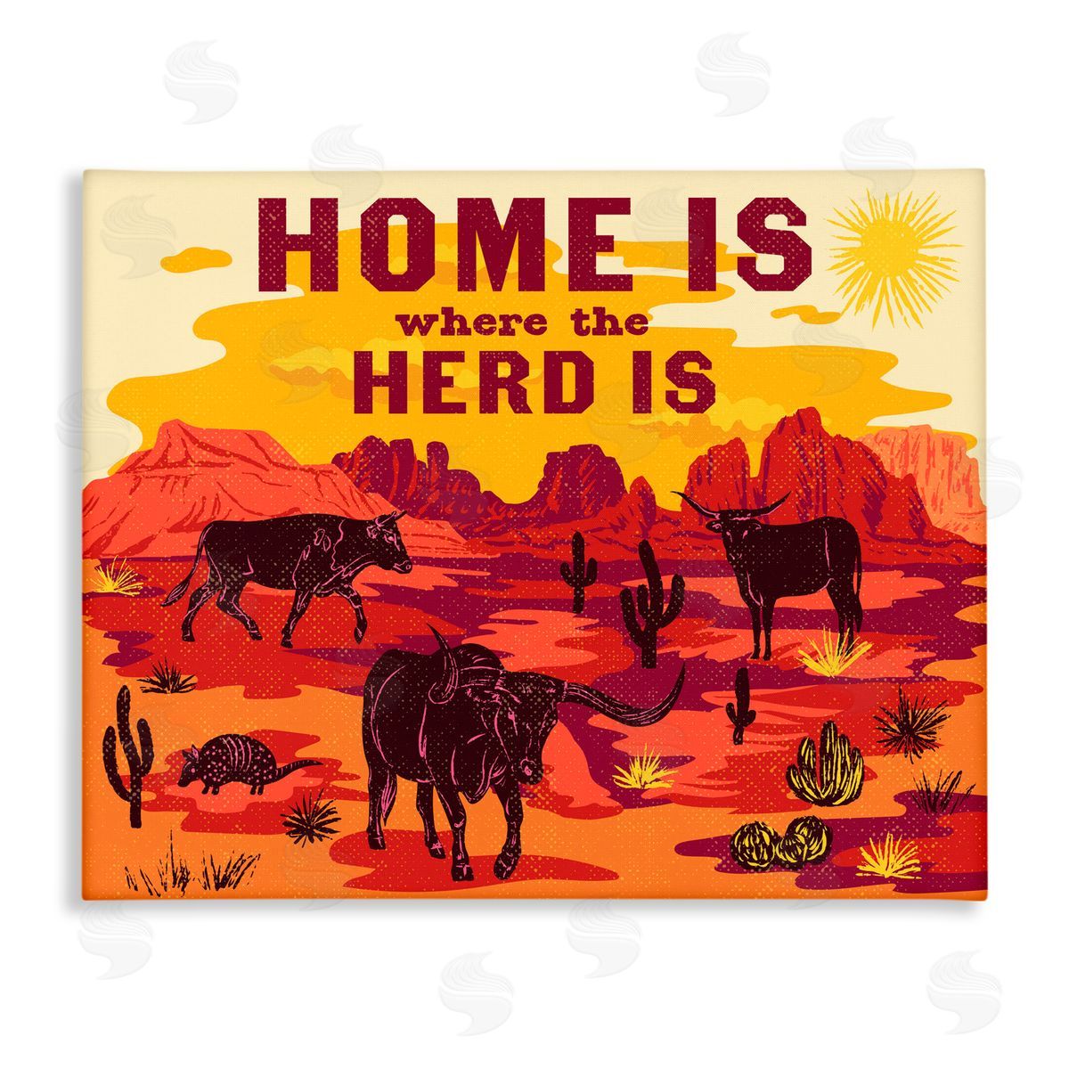 Diane Labombarbe Western Home Where Herd Is Canvas Wall Art Print