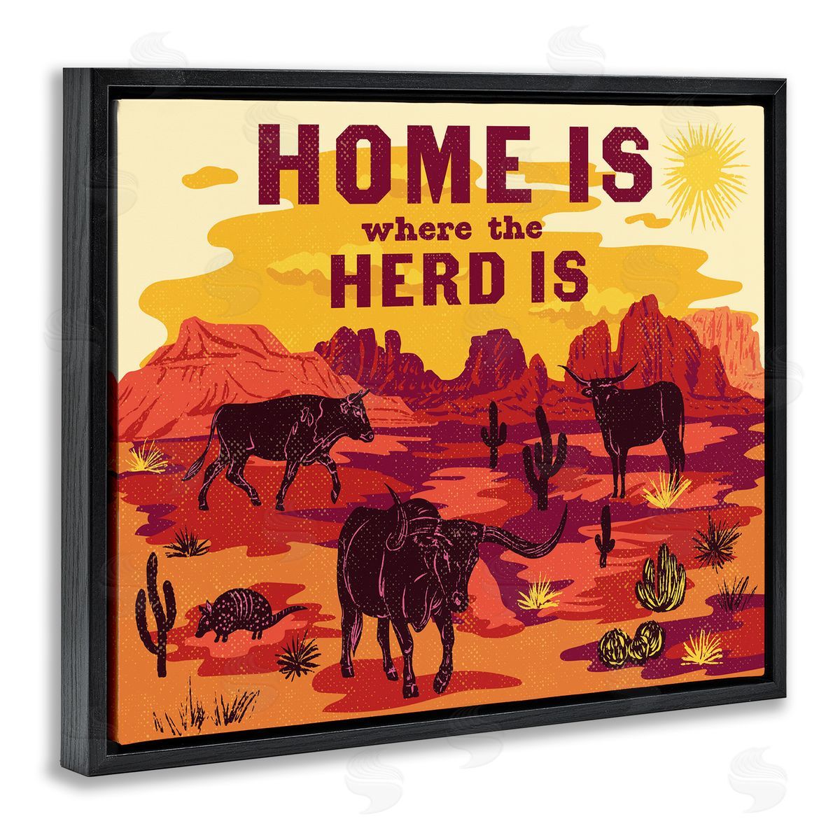 Diane Labombarbe Western Home Where Herd Is Canvas Wall Art Print