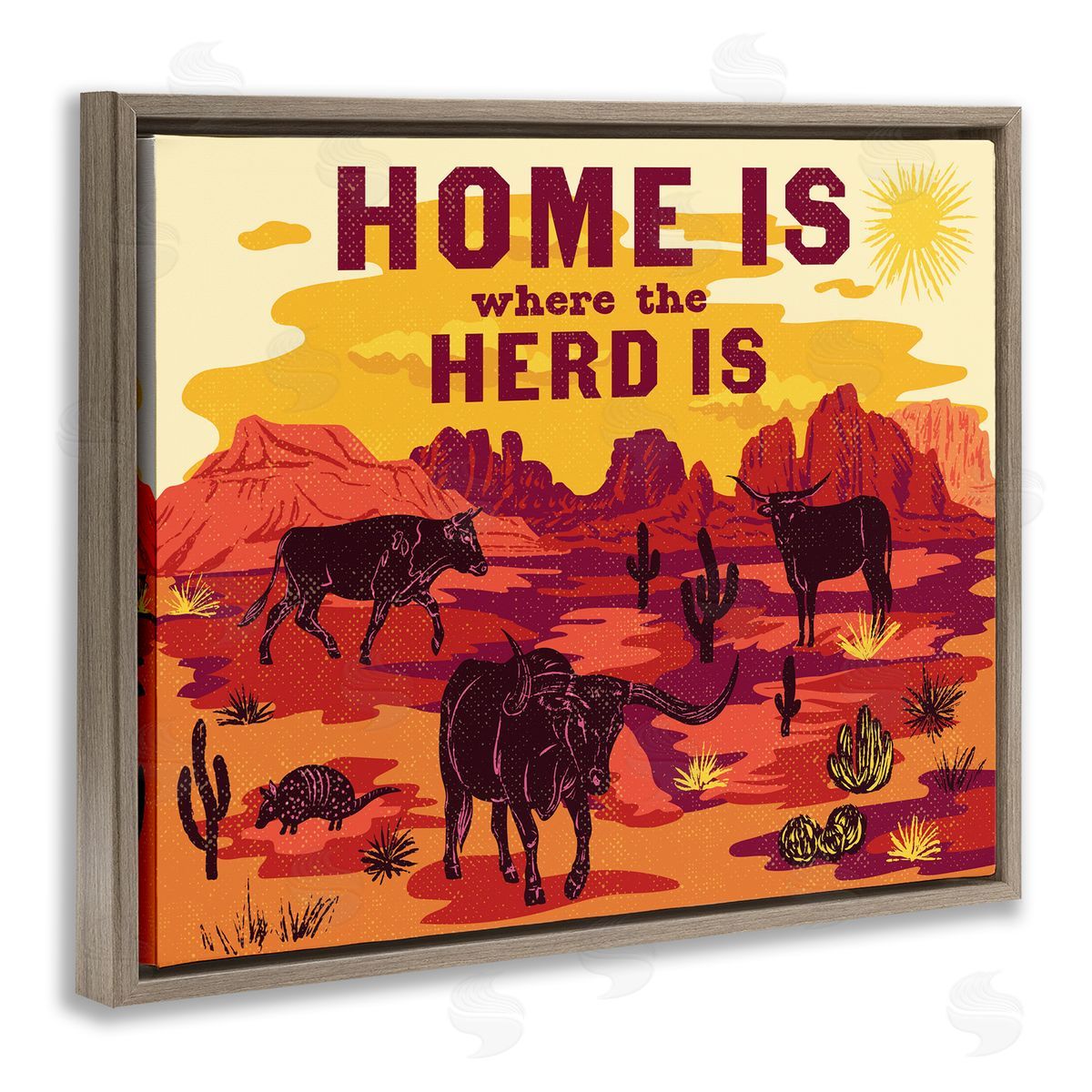 Diane Labombarbe Western Home Where Herd Is Canvas Wall Art Print