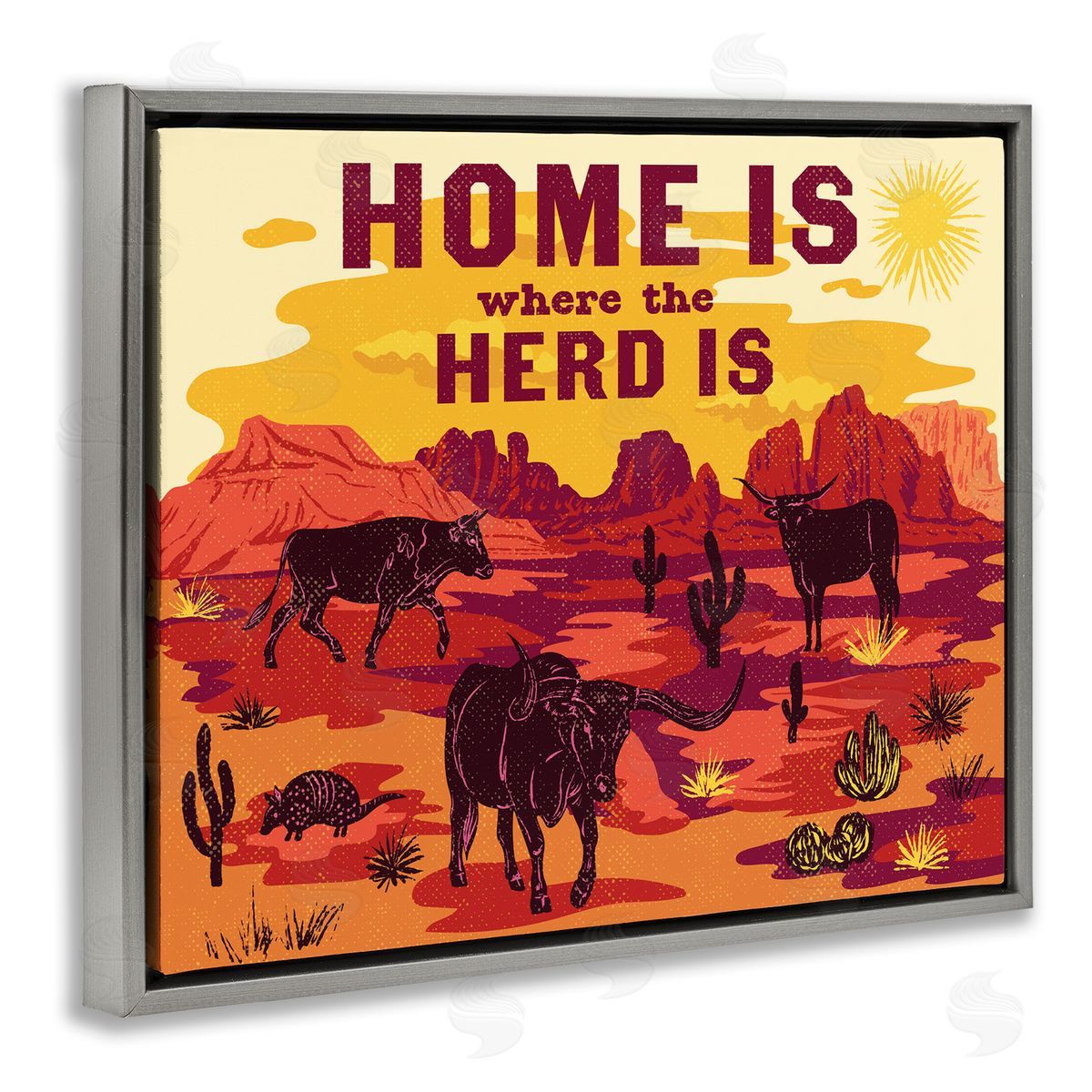 Diane Labombarbe Western Home Where Herd Is Canvas Wall Art Print