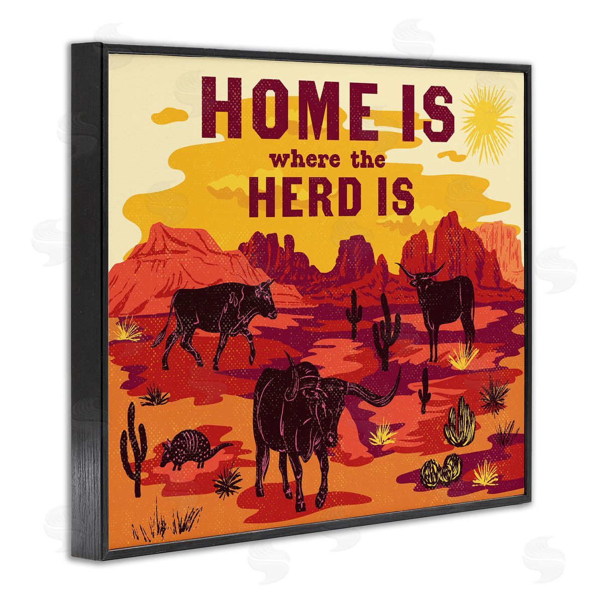 Diane Labombarbe Western Home Where Herd Is Canvas Wall Art Print