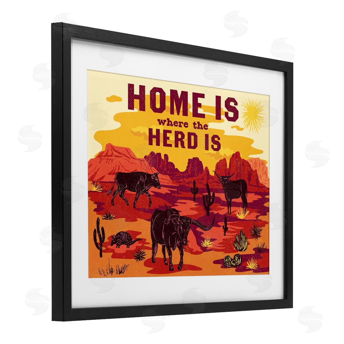 Diane Labombarbe Western Home Where Herd Is Canvas Wall Art Print