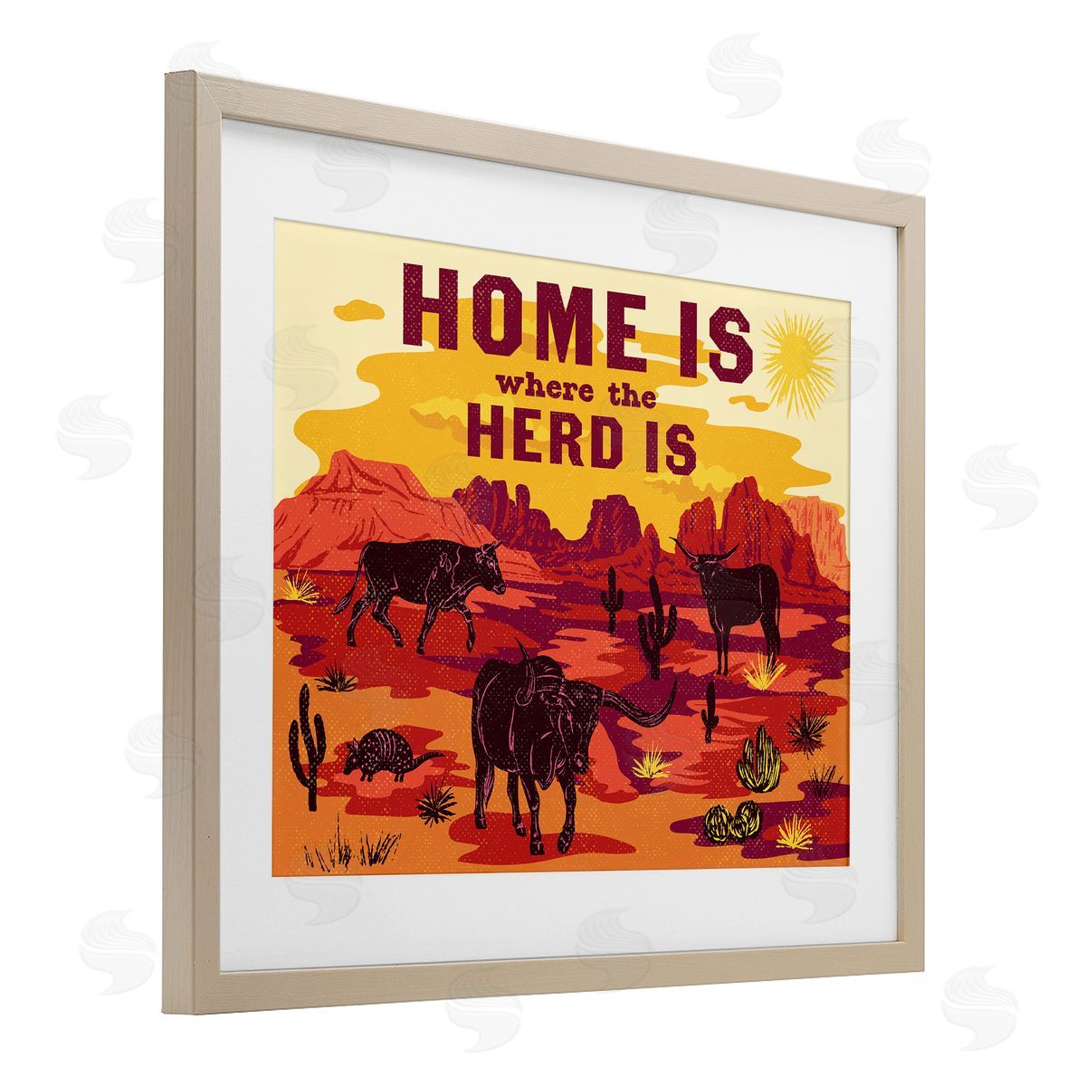 Diane Labombarbe Western Home Where Herd Is Canvas Wall Art Print