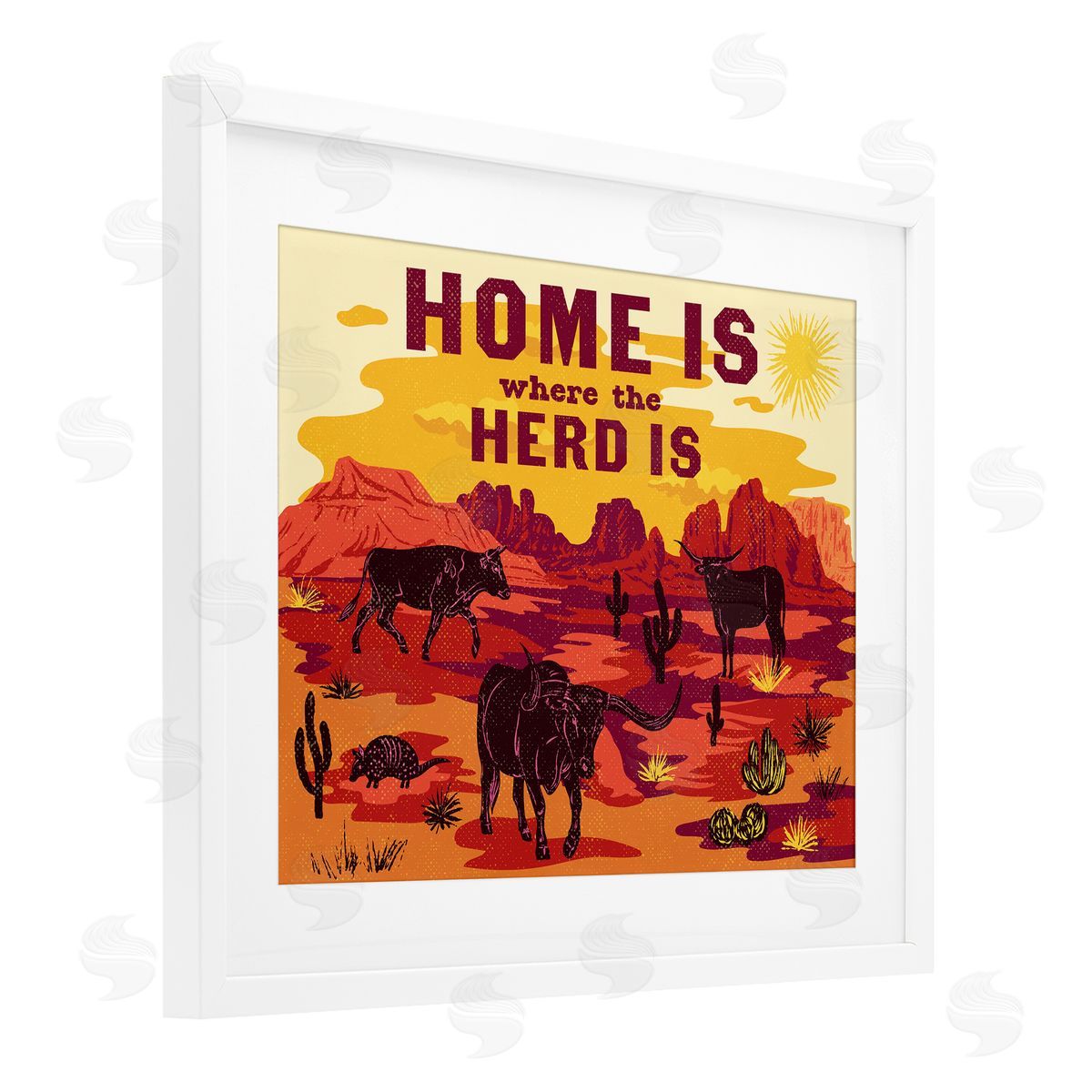 Diane Labombarbe Western Home Where Herd Is Canvas Wall Art Print