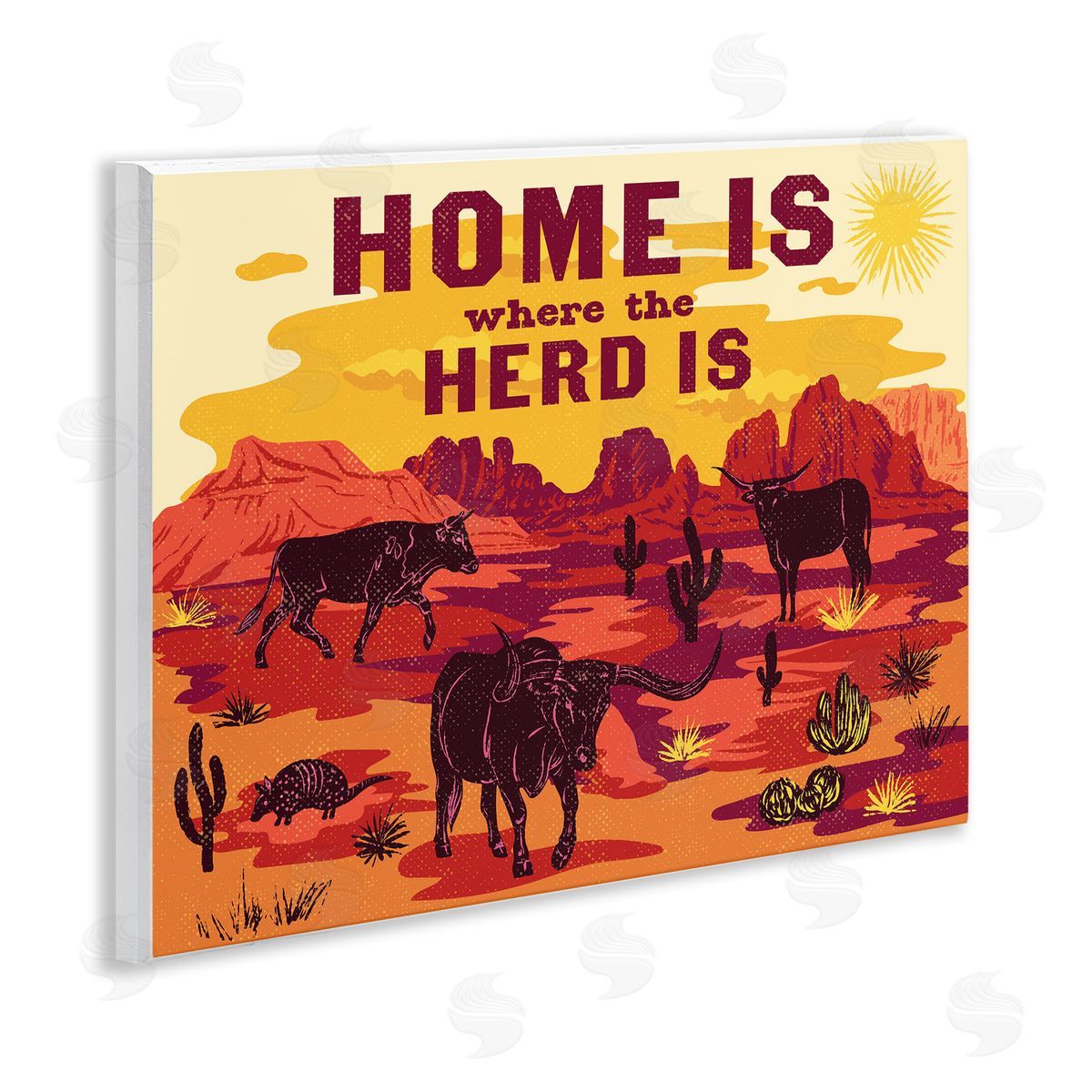 Diane Labombarbe Western Home Where Herd Is Canvas Wall Art Print