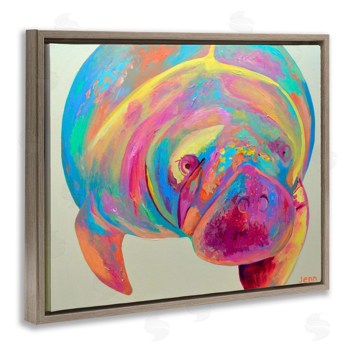 Jennifer Seeley Mixed Hue Manatee Brown Floating Frame Canvas Art Print