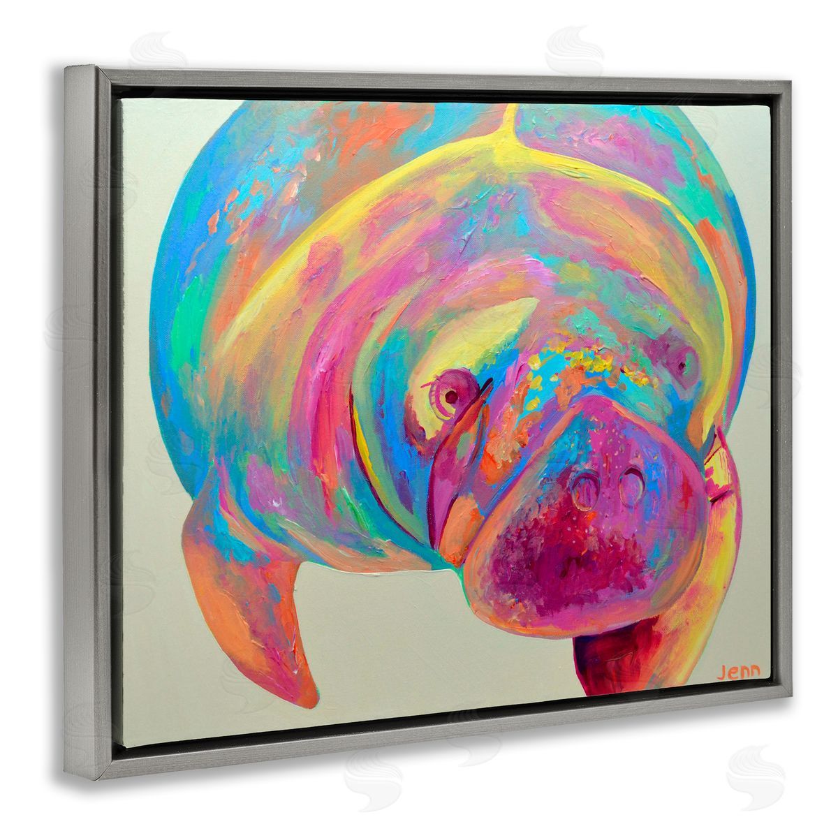 Jennifer Seeley Mixed Hue Manatee Gray Floating Frame Canvas Art Print