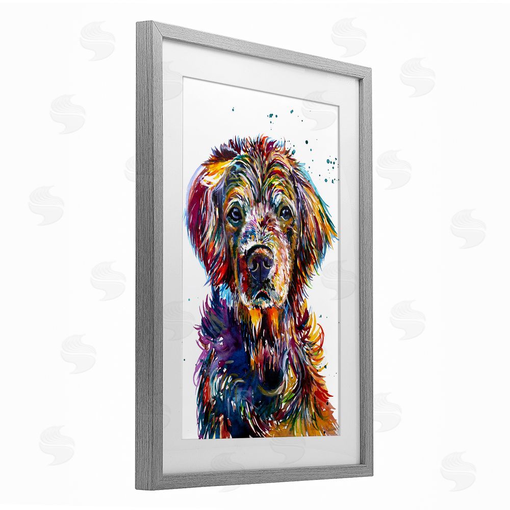 Jennifer Seeley Retriever Hopi Portrait Gray Framed Print Under Glass Art