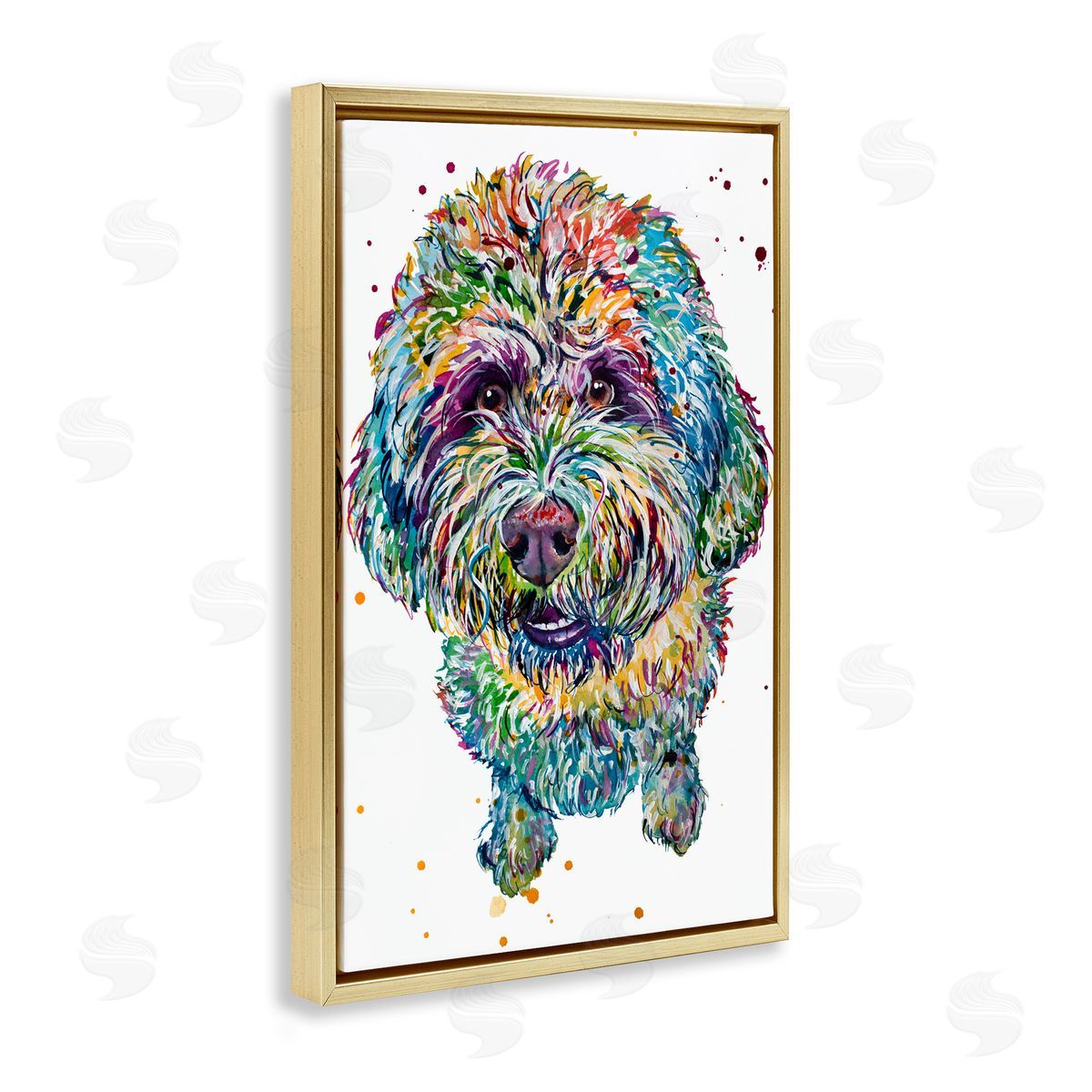 Jennifer Seeley Lagotto Romagnolo Puppy Gold Floating Frame Canvas Art Print