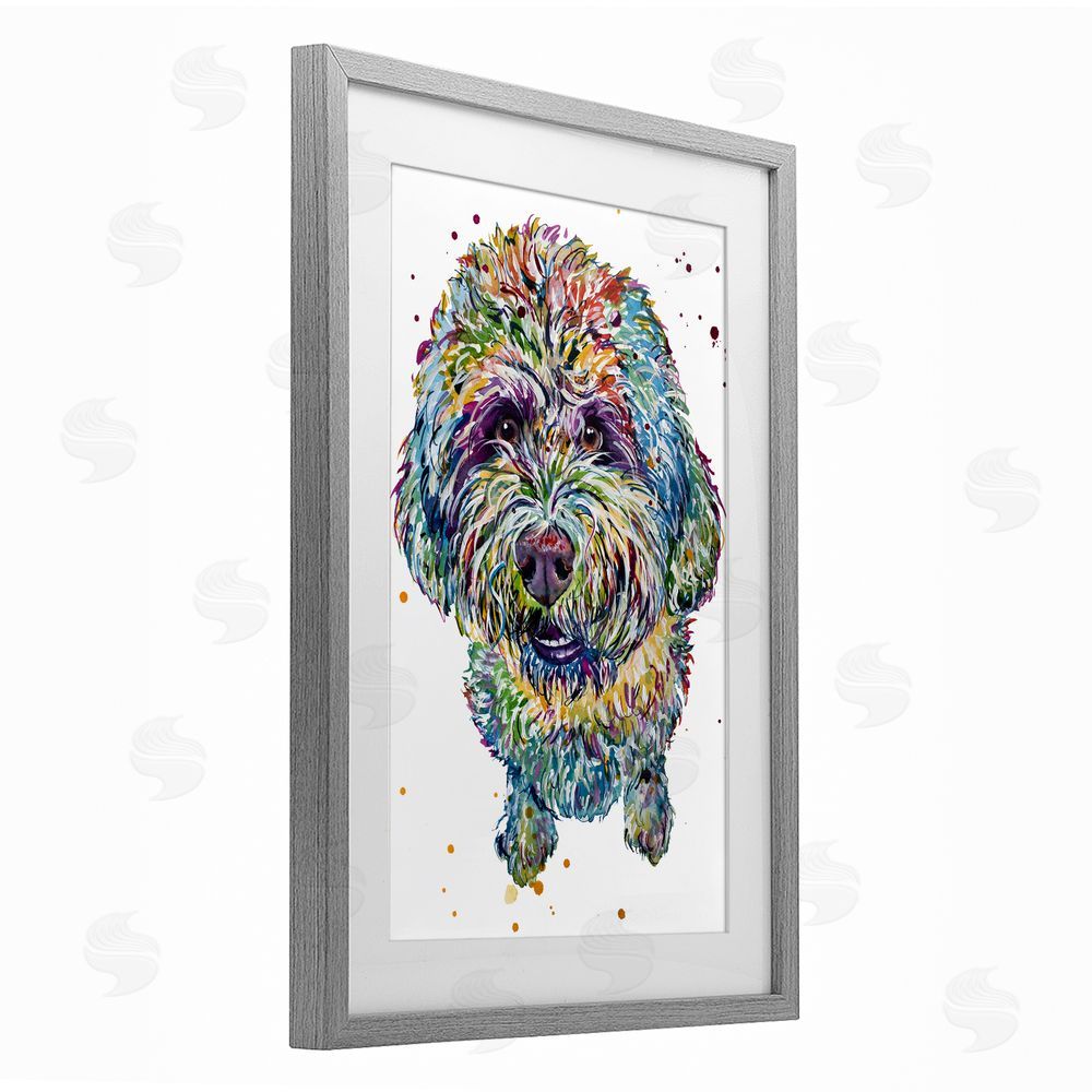Jennifer Seeley Lagotto Romagnolo Puppy Gray Framed Print Under Glass Art