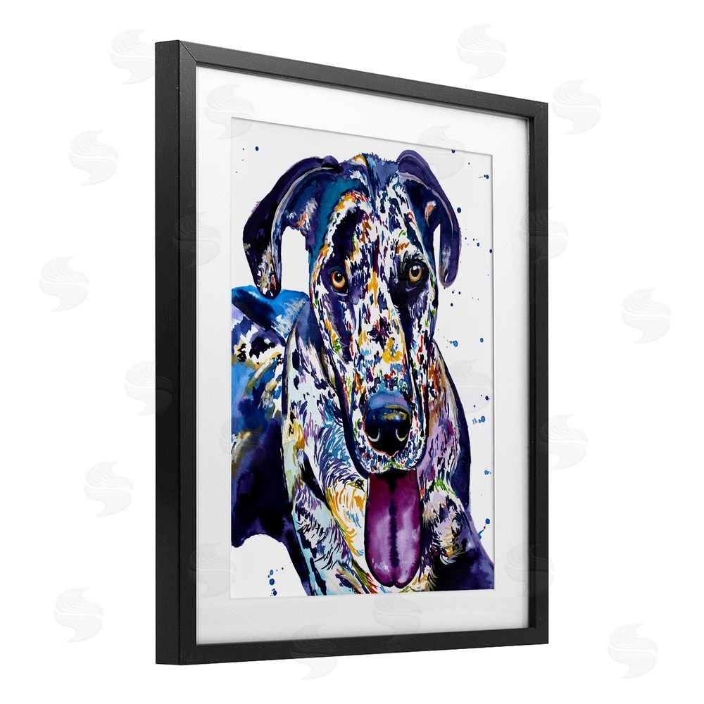 Jennifer Seeley Great Dane Whimsical Hues Black Framed Print Under Glass Art