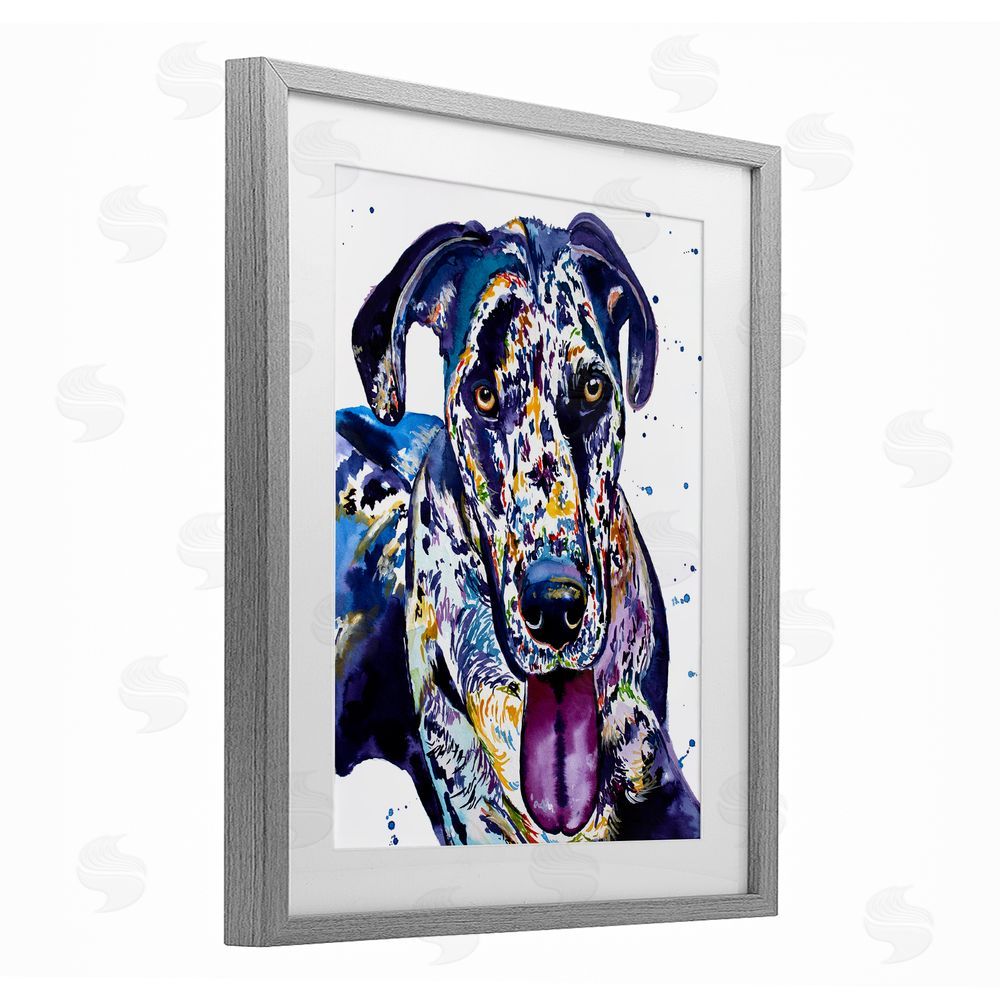 Jennifer Seeley Great Dane Whimsical Hues Gray Framed Print Under Glass Art