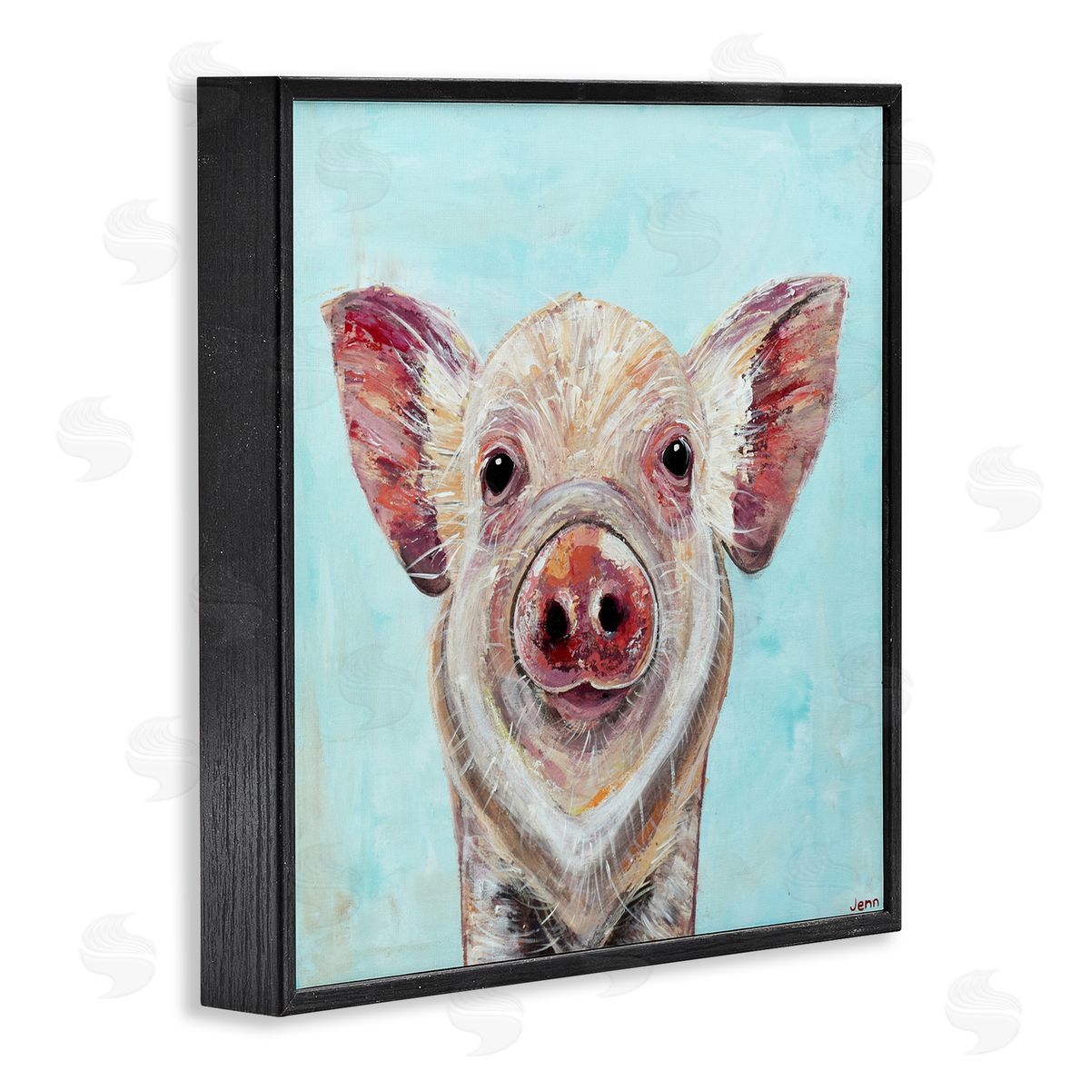 Jennifer Seeley Babe Screen Piglet Black Framed Giclee Art Print