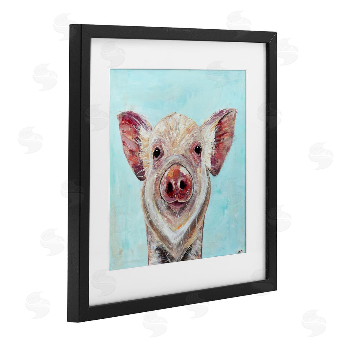 Jennifer Seeley Babe Screen Piglet Black Framed Print Under Glass Art