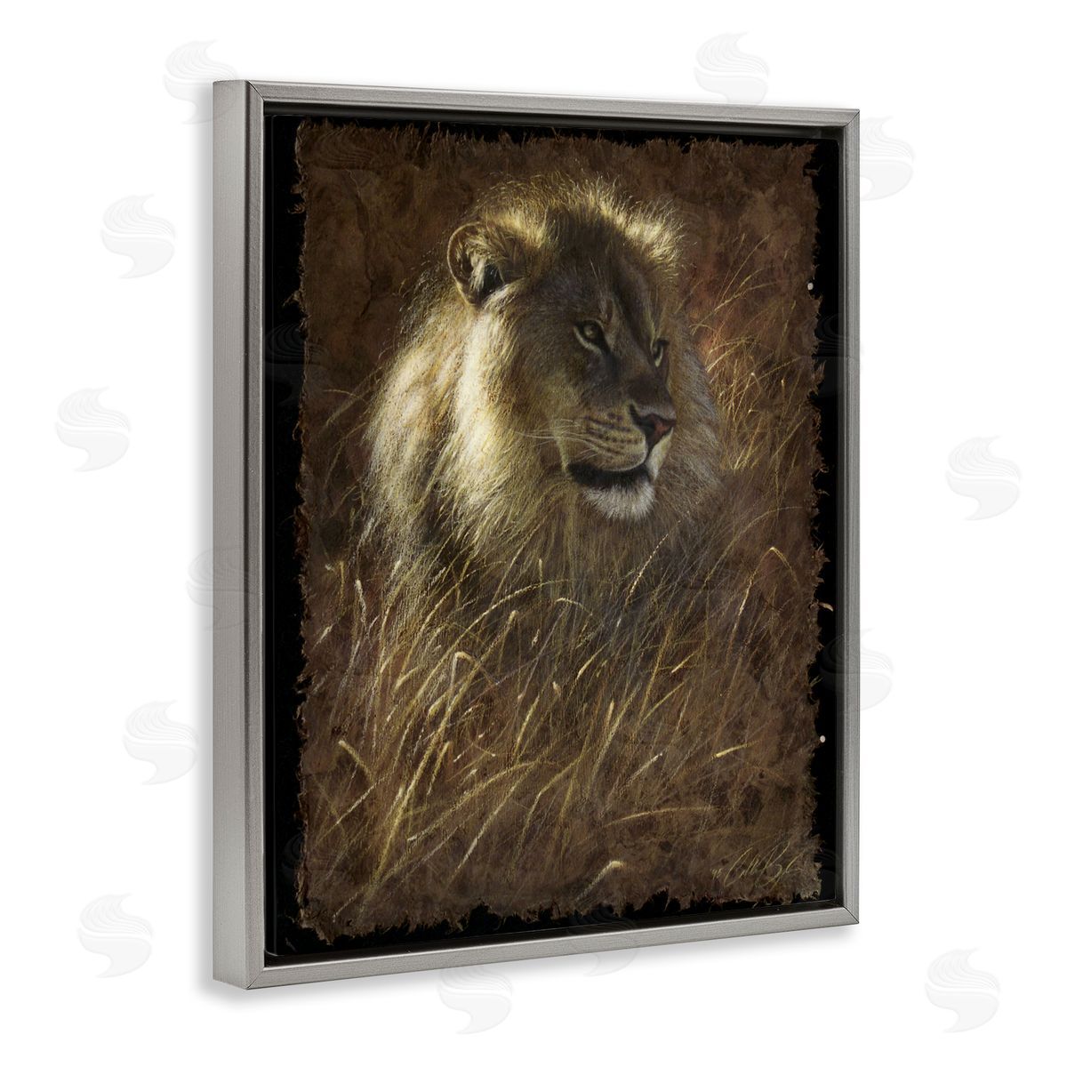 Collin Bogle Lion On Rustic Bark Canvas Wall Art Print