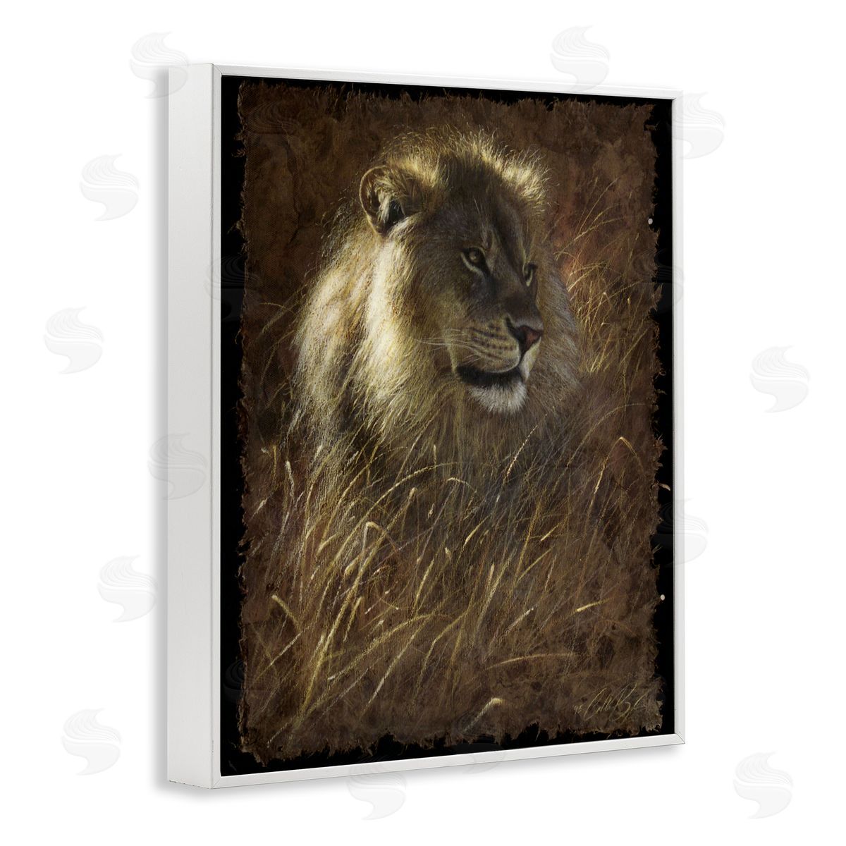 Collin Bogle Lion On Rustic Bark Canvas Wall Art Print