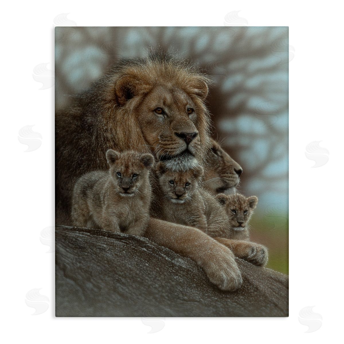Collin Bogle Family Man Lion Cubs Canvas Wall Art Print