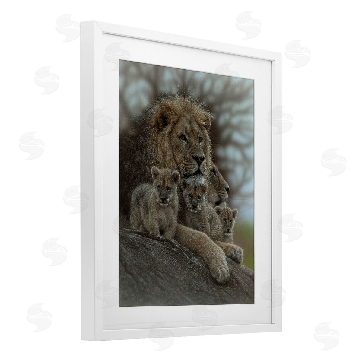 Collin Bogle Family Man Lion Cubs Canvas Wall Art Print
