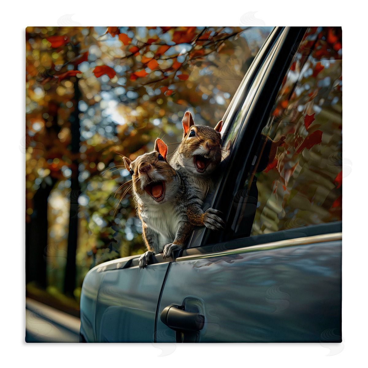 Jim Baldwin Funny Squirrel Truck Canvas Wall Art Print