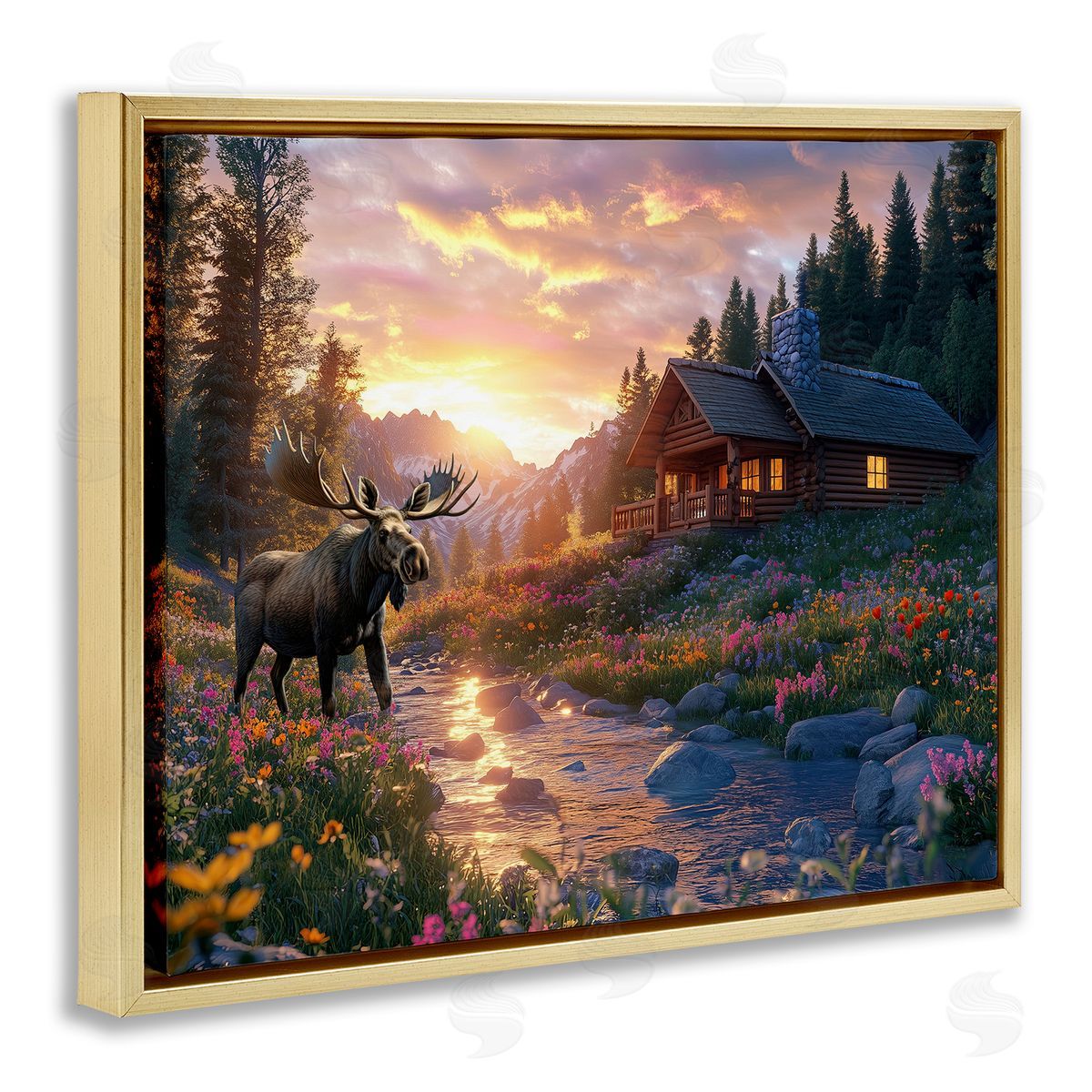 Jim Baldwin Cozy Cabin Moose Visit Canvas Wall Art Print