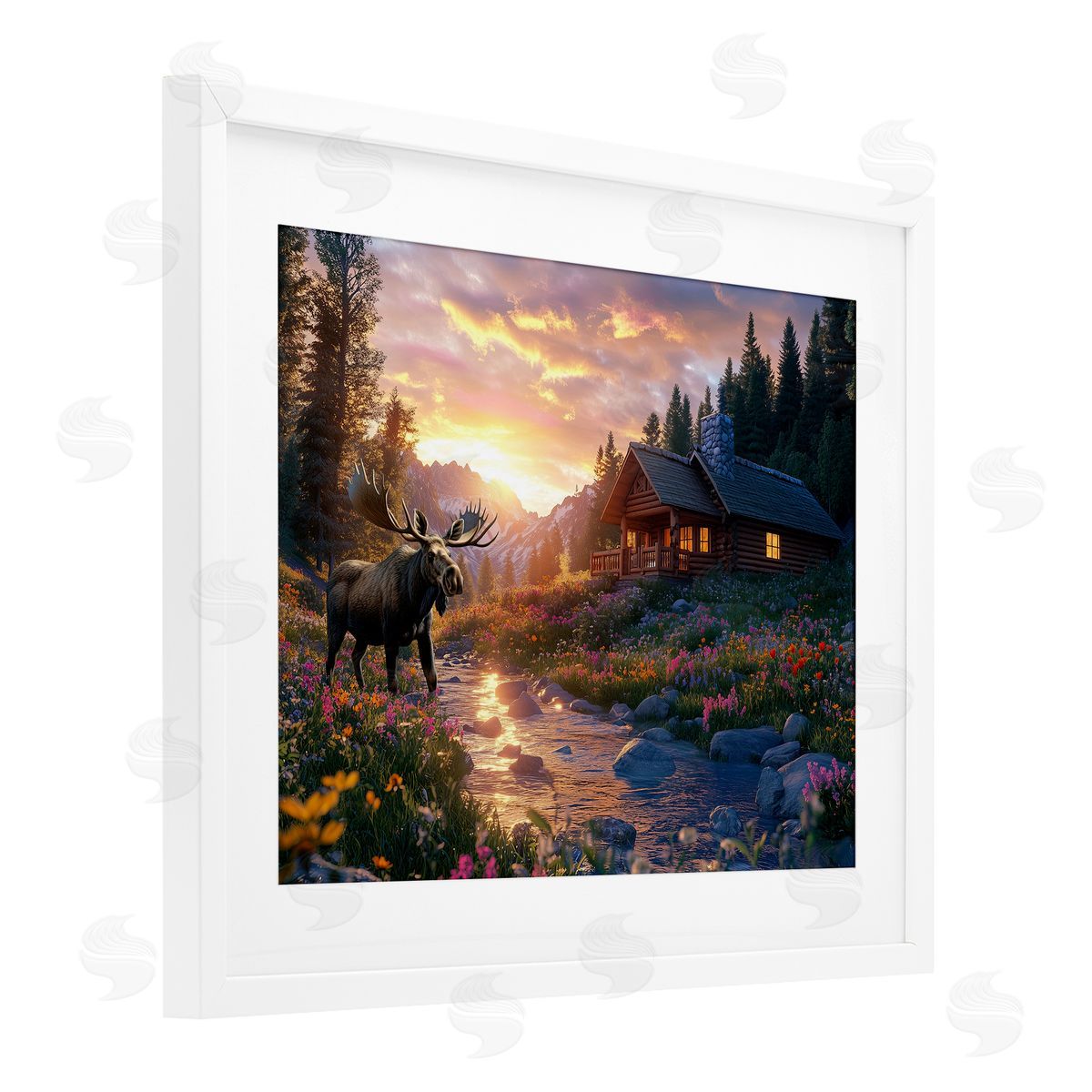 Jim Baldwin Cozy Cabin Moose Visit Canvas Wall Art Print