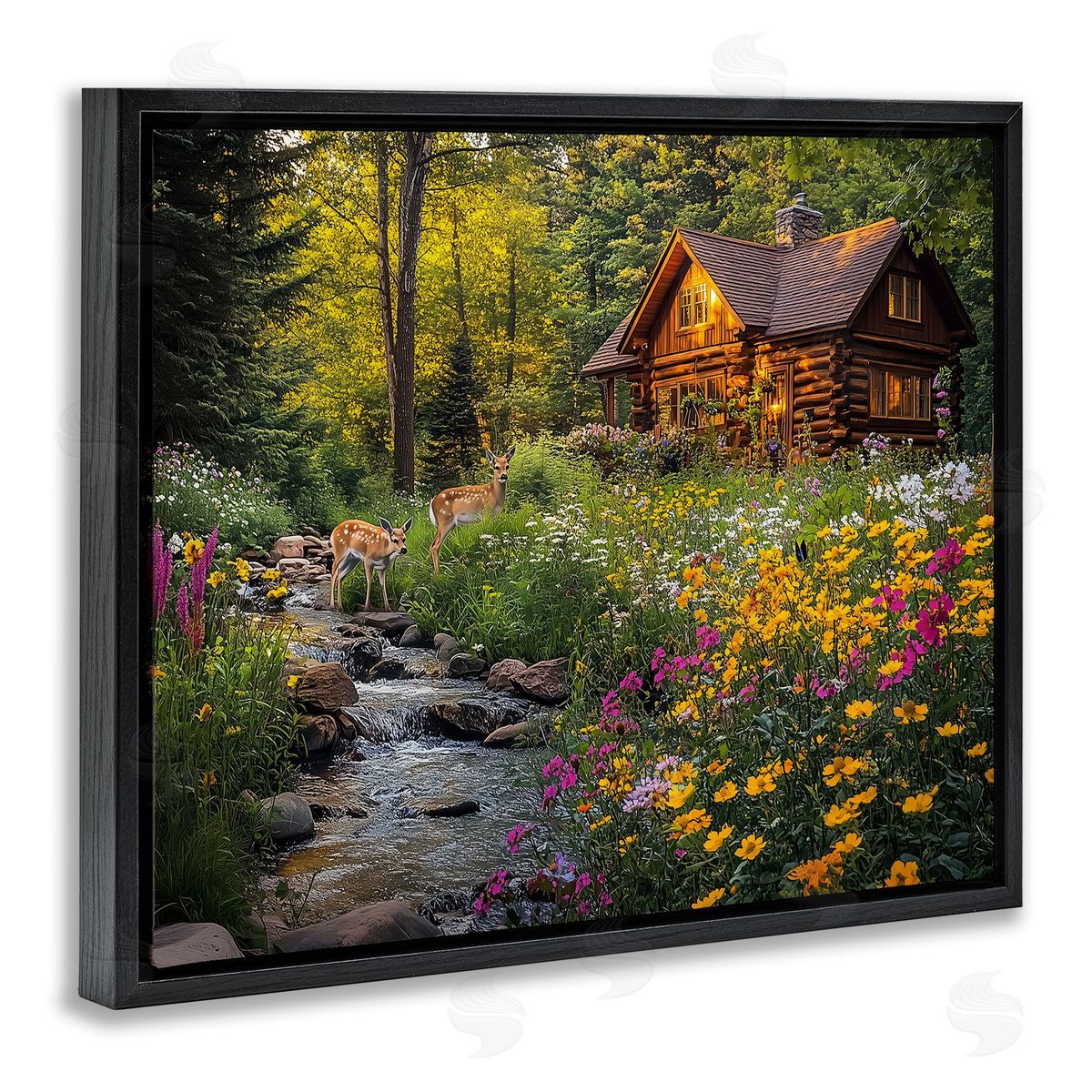 Jim Baldwin Whitetail Visit at Cabin Canvas Wall Art Print
