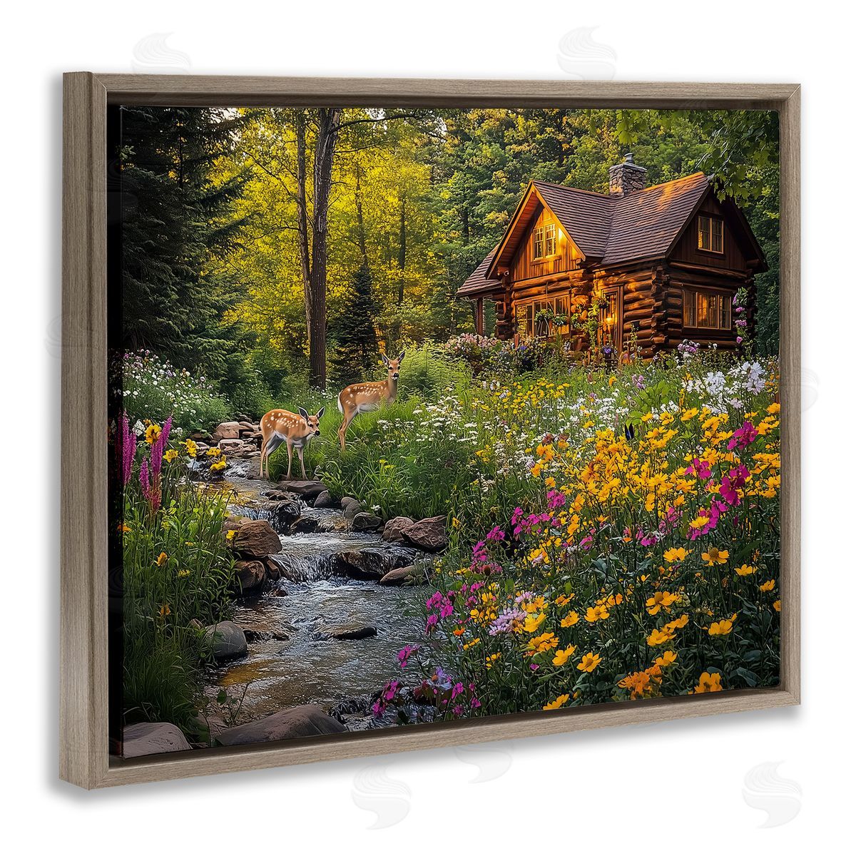 Jim Baldwin Whitetail Visit at Cabin Canvas Wall Art Print
