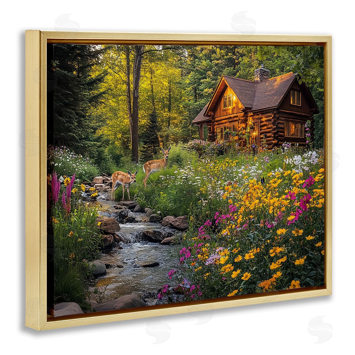 Jim Baldwin Whitetail Visit at Cabin Canvas Wall Art Print