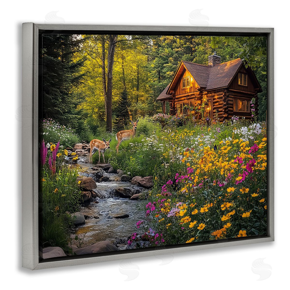 Jim Baldwin Whitetail Visit at Cabin Canvas Wall Art Print