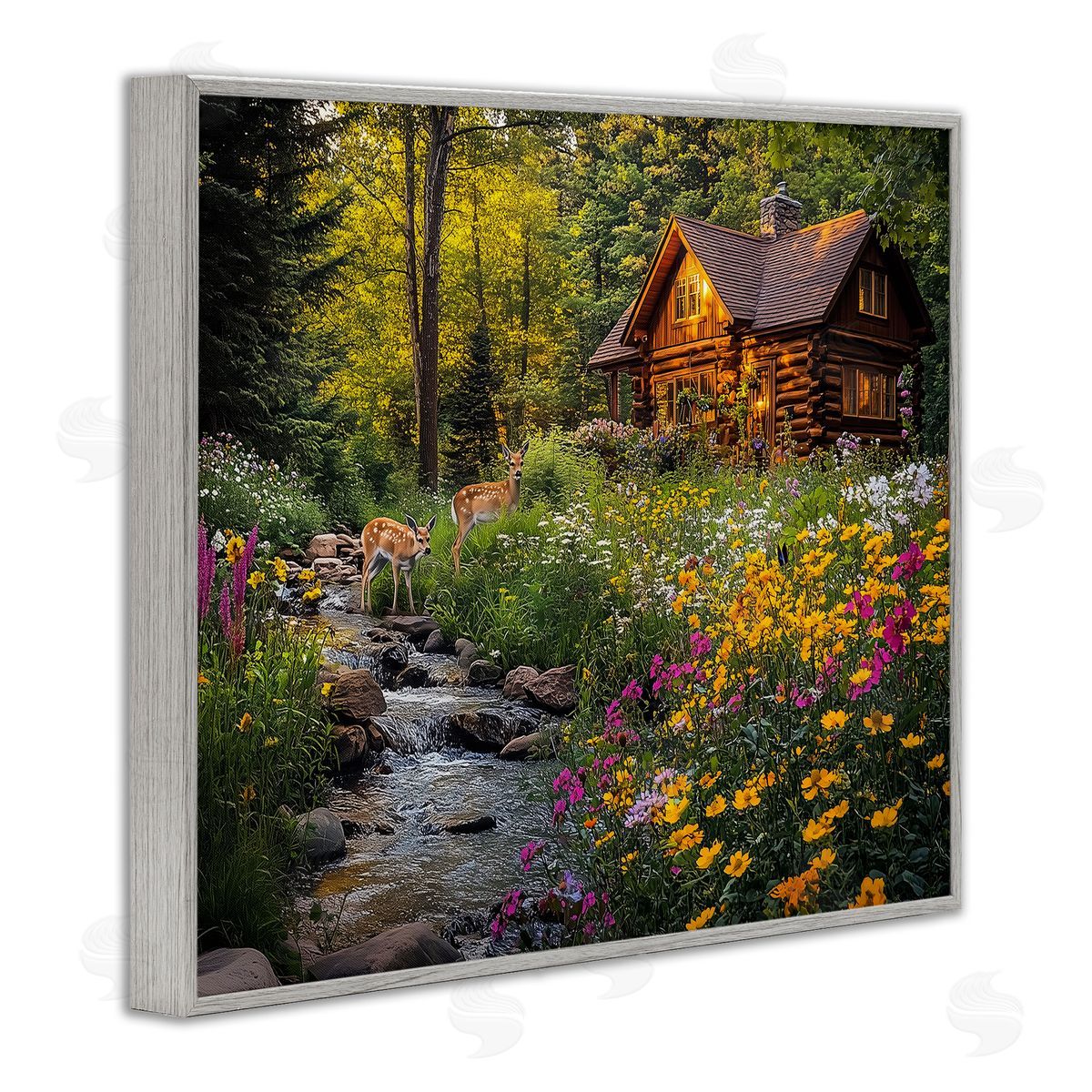 Jim Baldwin Whitetail Visit at Cabin Canvas Wall Art Print