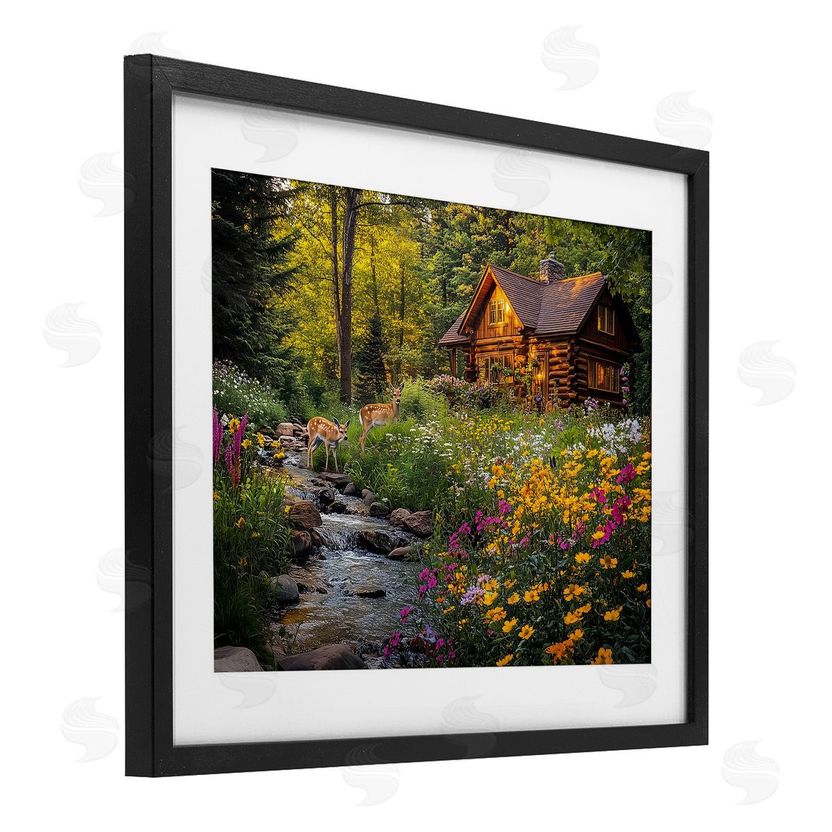 Jim Baldwin Whitetail Visit at Cabin Canvas Wall Art Print