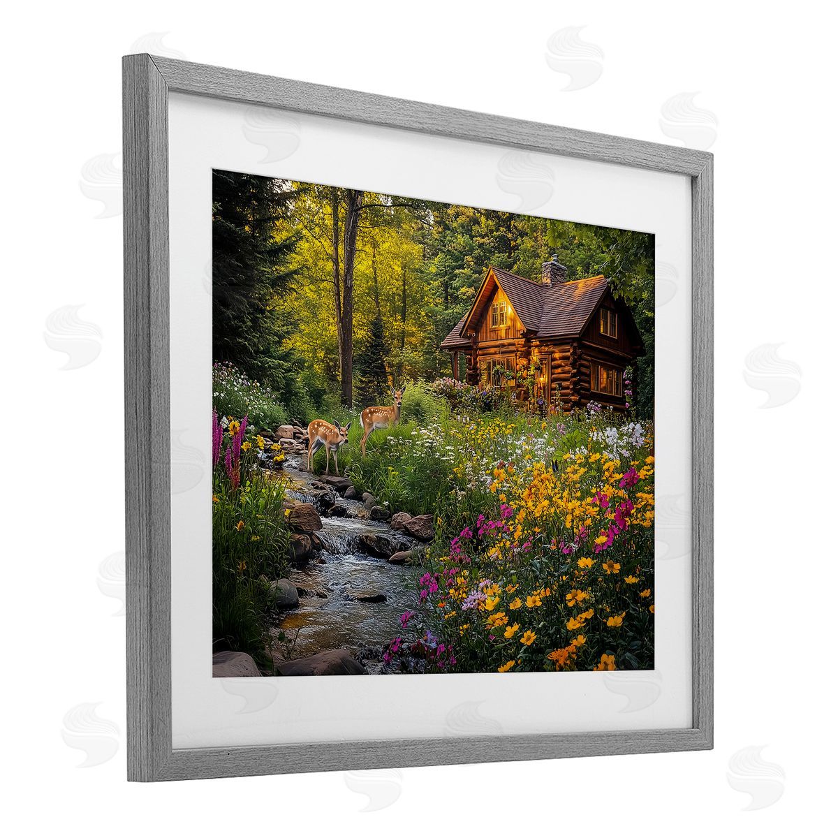 Jim Baldwin Whitetail Visit at Cabin Canvas Wall Art Print