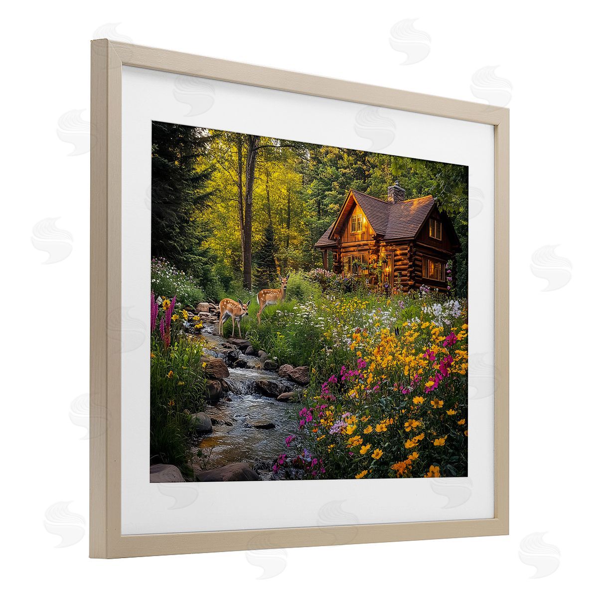 Jim Baldwin Whitetail Visit at Cabin Canvas Wall Art Print