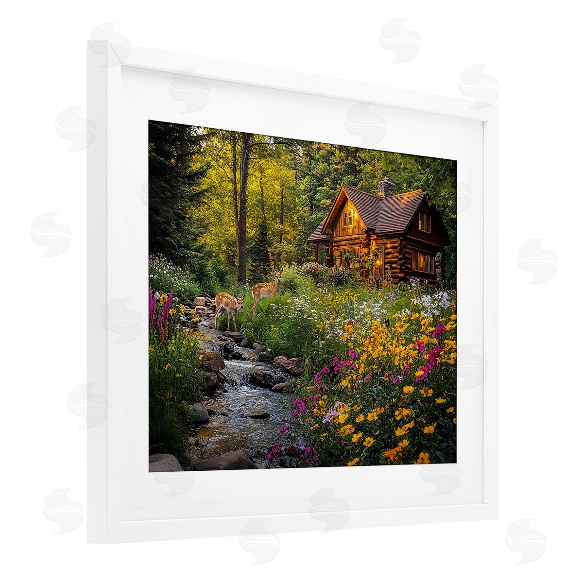 Jim Baldwin Whitetail Visit at Cabin Canvas Wall Art Print