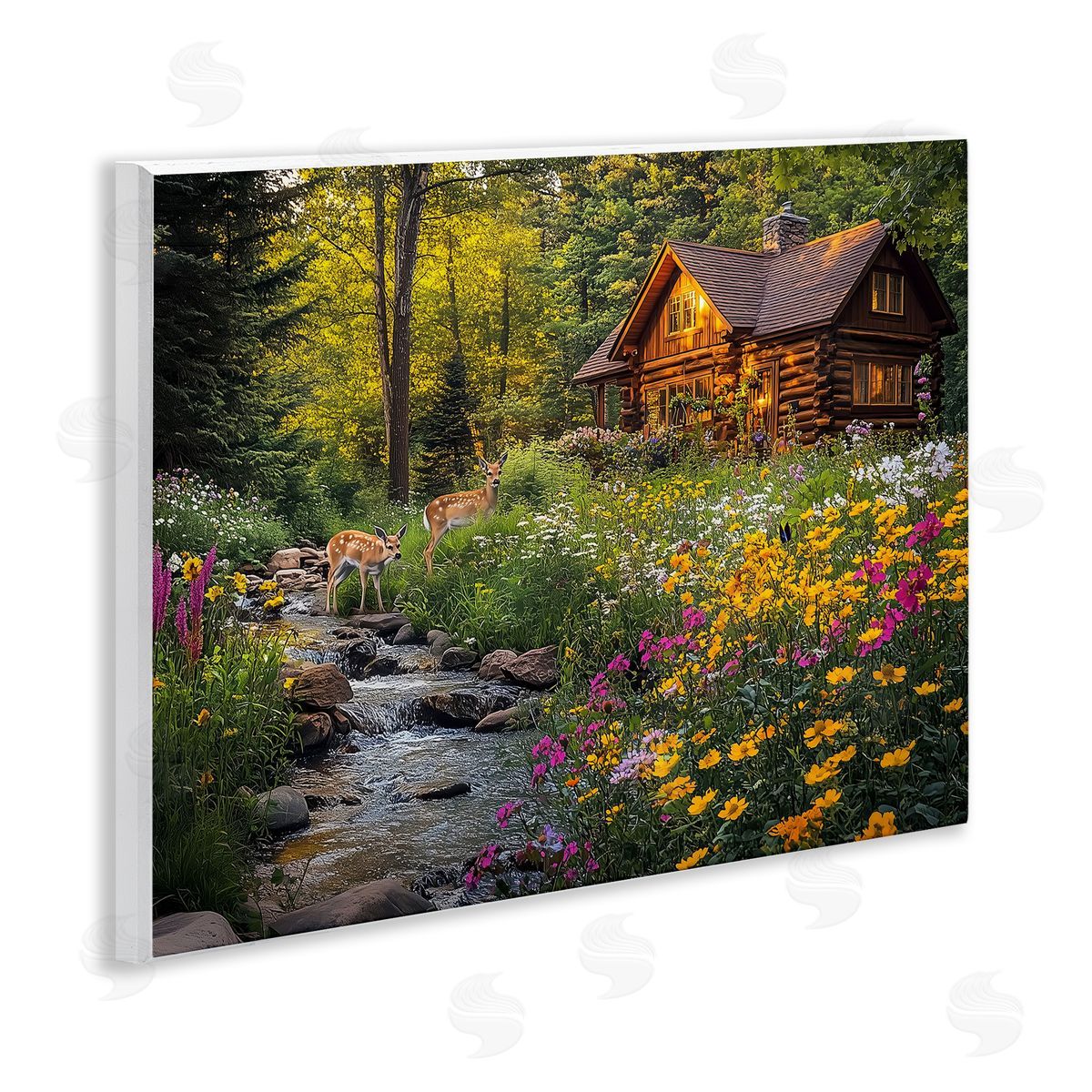 Jim Baldwin Whitetail Visit at Cabin Canvas Wall Art Print