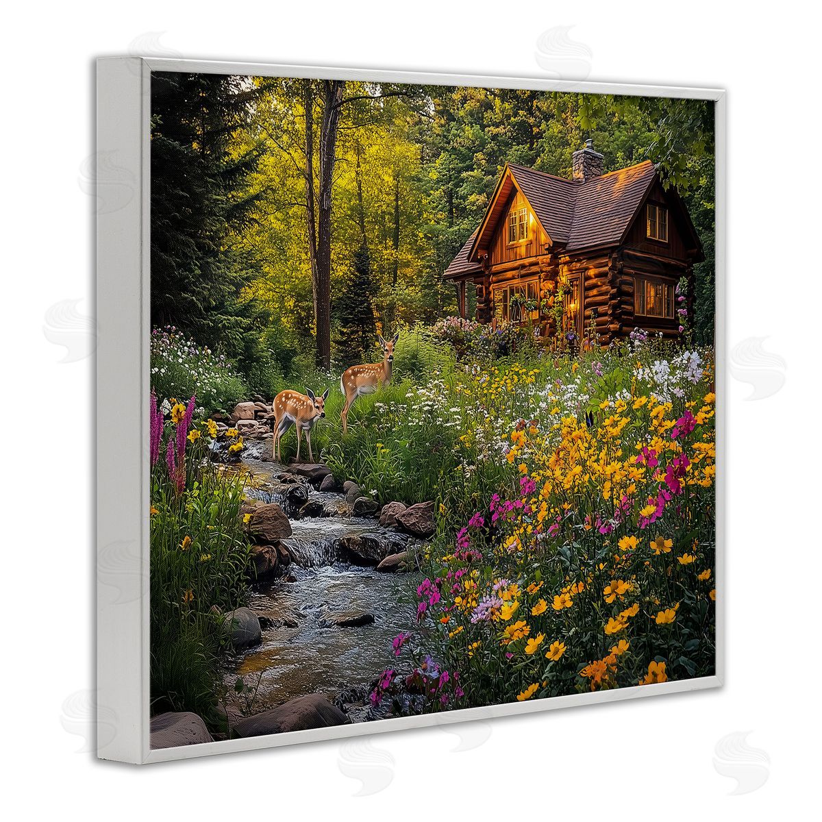 Jim Baldwin Whitetail Visit at Cabin Canvas Wall Art Print
