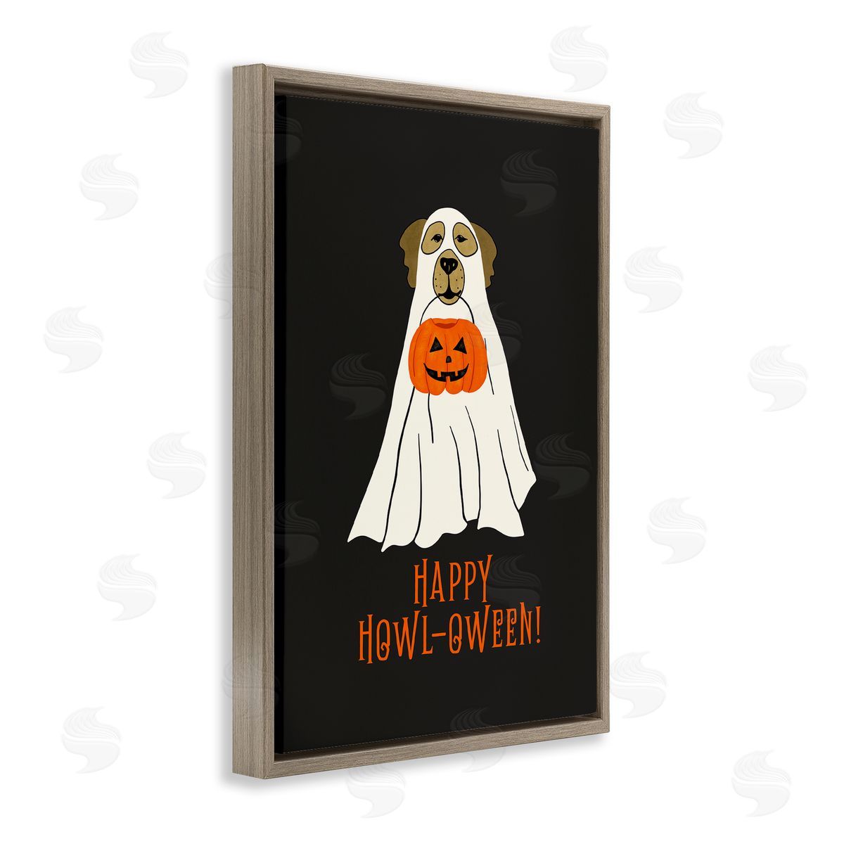 JJ Design House LLC Happy Howl-oween Ghost Dog Canvas Wall Art Print