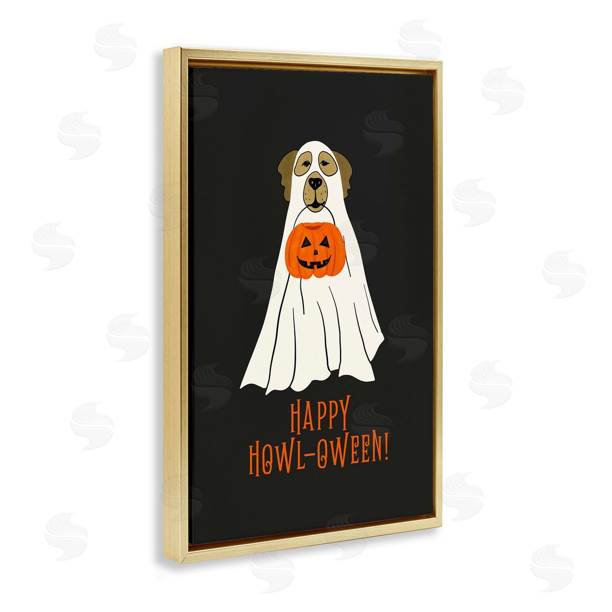 JJ Design House LLC Happy Howl-oween Ghost Dog Canvas Wall Art Print