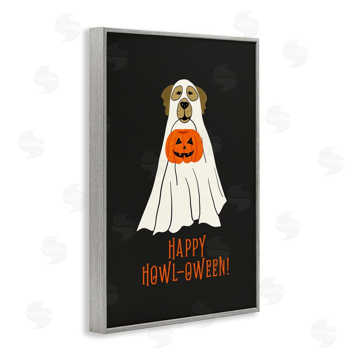 JJ Design House LLC Happy Howl-oween Ghost Dog Canvas Wall Art Print