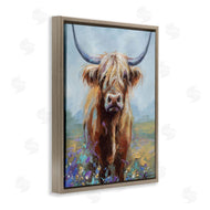 Lindsay Kivi Fine Art | Highland Cow with Daubed Flowers