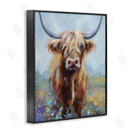 Lindsay Kivi Fine Art | Highland Cow with Daubed Flowers