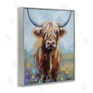 Lindsay Kivi Fine Art | Highland Cow with Daubed Flowers