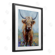 Lindsay Kivi Fine Art | Highland Cow with Daubed Flowers