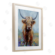 Lindsay Kivi Fine Art | Highland Cow with Daubed Flowers