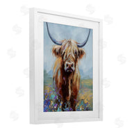 Lindsay Kivi Fine Art | Highland Cow with Daubed Flowers