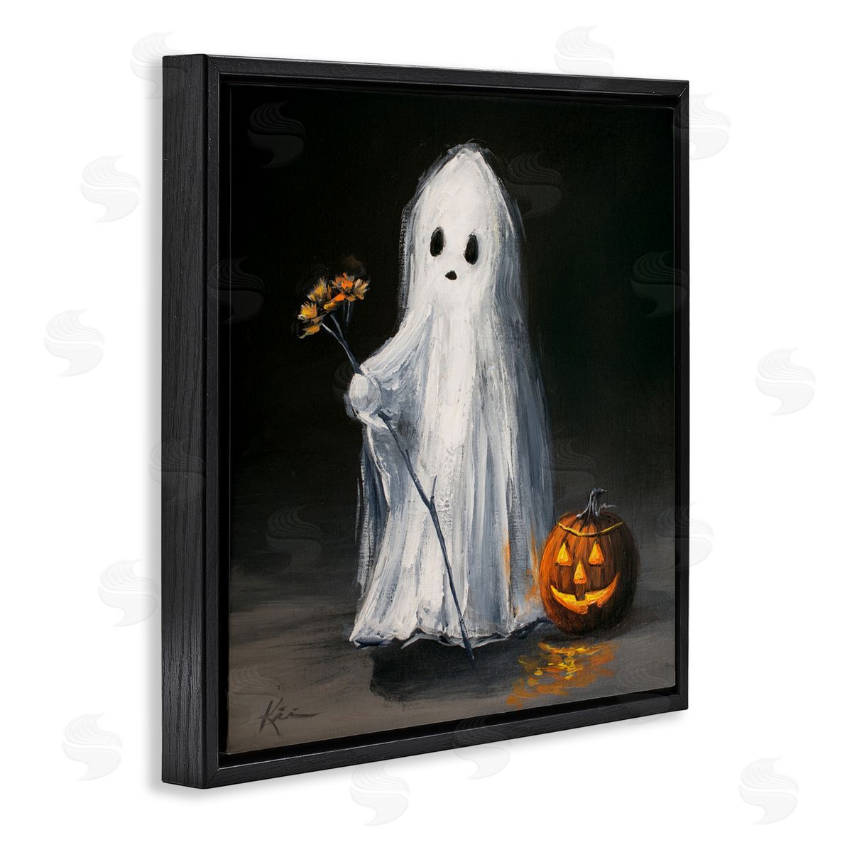 Lindsay Kivi Fine Art Vintage Halloween Ghost & Pumpkin Canvas Wall Art Print