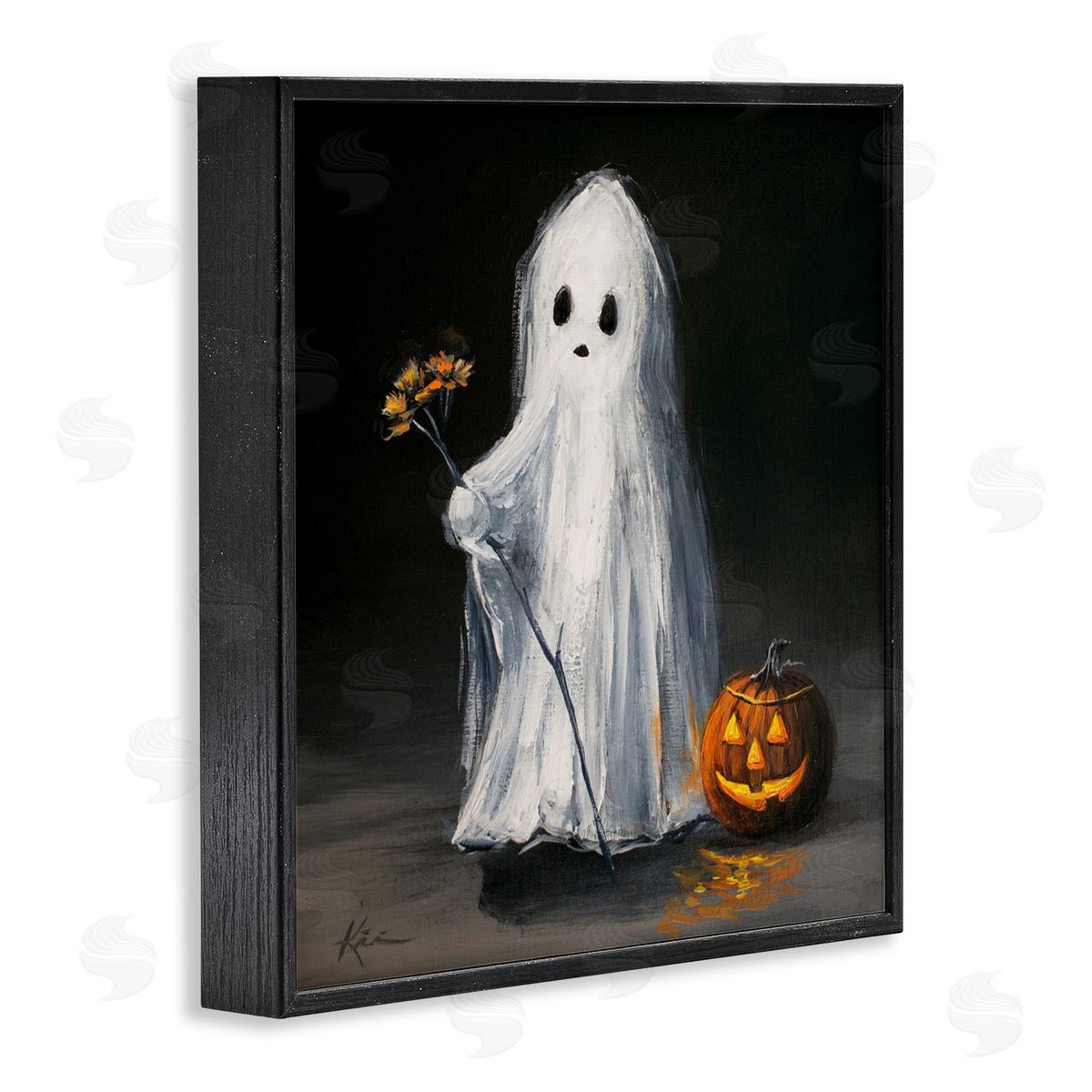 Lindsay Kivi Fine Art Vintage Halloween Ghost & Pumpkin Canvas Wall Art Print