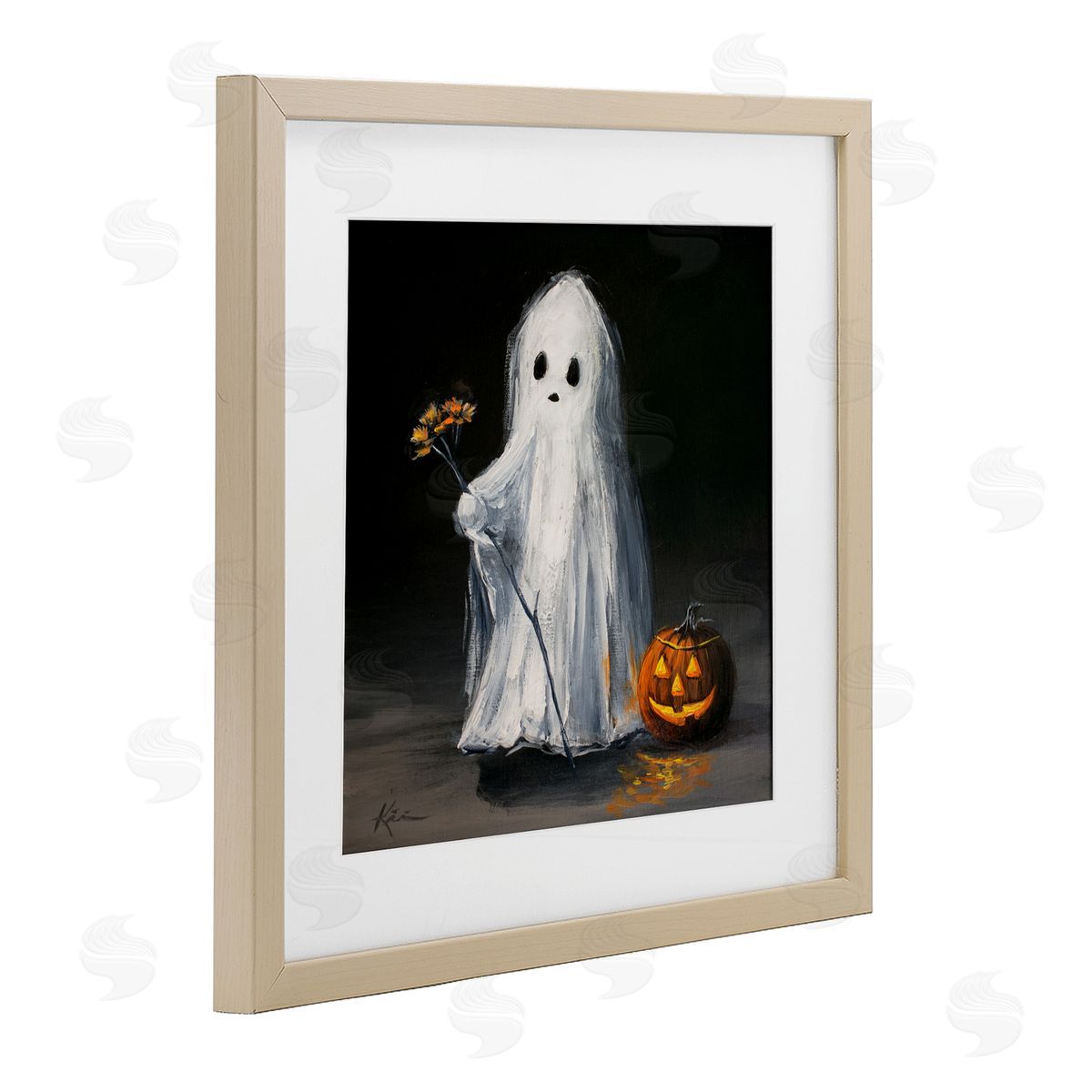 Lindsay Kivi Fine Art Vintage Halloween Ghost & Pumpkin Canvas Wall Art Print